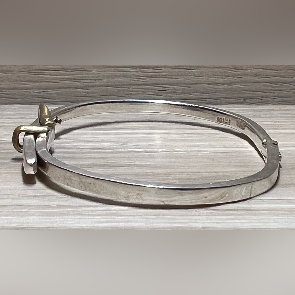 Vintage Sterling Silver MEXICO TAXCO Belt Buckle Hinged Bangle Bracelet, 12.5g - Picture 2 of 8